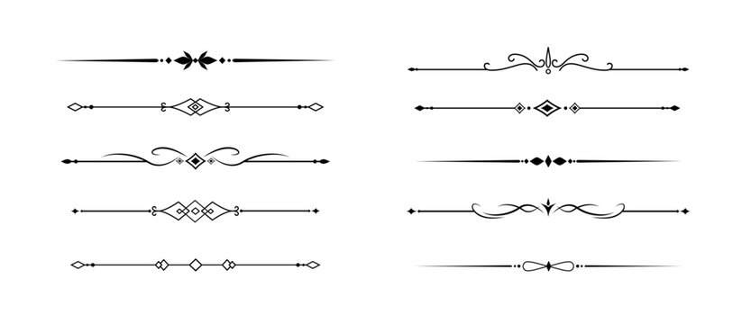 Set of Vintage decorative lines. text dividers. Line border. Lines separators, Borders, Vintage dividers, Underline elements. Vector illustration