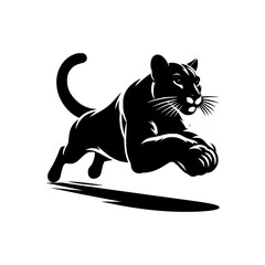 vector logo of a running puma. black and white illustration of a jaguar.