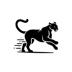 vector logo of a running puma. black and white illustration of a jaguar.
