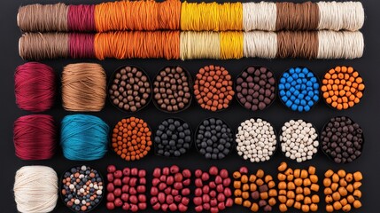 DIY dreamcatcher, beads, feathers, and threads laid out for crafting, 3D illustration