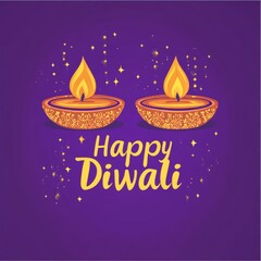 Happy Diwali with purple background