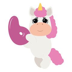 Birthday party invitation with baby unicorn