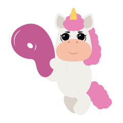 Birthday party invitation with baby unicorn