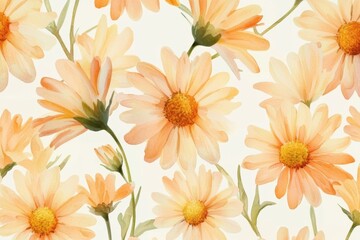 Obraz premium A vibrant pattern of soft orange daisies, perfect for backgrounds, textiles, and nature-themed designs.