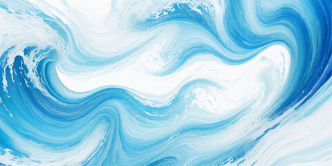 abstract soft blue and white abstract water color ocean wave texture background .Fluid blue ocean wave layer Tsunami wave background in flat cartoon style. Big blue tropical water splash.	