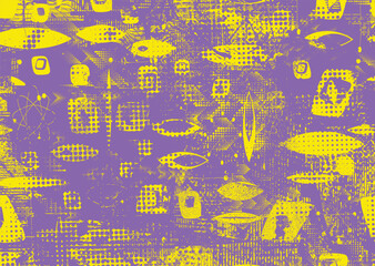 Background with glitch distorted grunge textures . grunge background texture with halftone dots, glitched shapes, textures and lines .Screen print vector background with grunge textured surface.