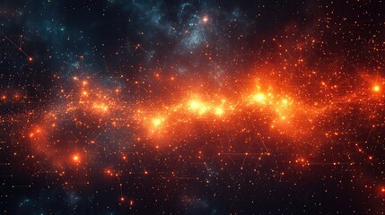 Fototapeta premium A cyberspace design with digital particles illustrates the interconnected nature of modern technology.