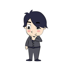 Cute cartoon of businessman which put on suit,vector illustration