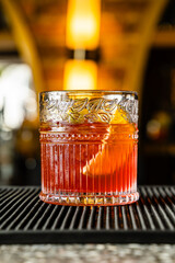 Elegant and exquisite negroni cocktail in a luxurious bar in Colombia.
