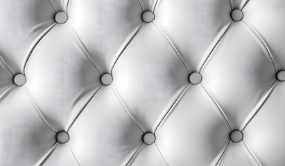 Luxury White Leather Upholstery Pattern with Button Tufting
