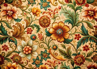 Elegant Antique Pattern Design Featuring Intricate Floral Motifs and Vintage Textures in Earth Tones