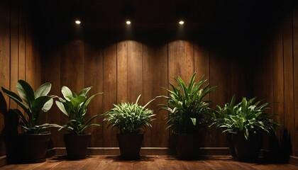 Fototapeta premium A row of potted plants with a row of potted plants 9