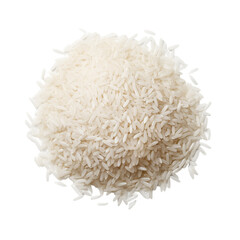 Pile Of Uncooked White Rice Grains Isolated On White Background