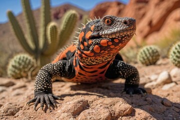 Obraz premium A Lizard in a Sunlit Desert Landscape