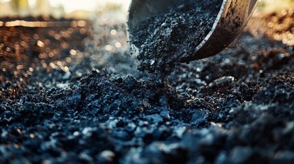 A close-up of biochar being mixed with compost before being applied to a field, creating a rich, nutrient-dense soil amendment