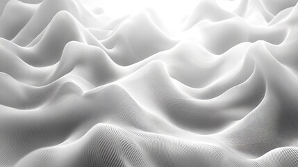 Obraz premium A digital background with white and gray wave light textures represents the abstract concept of technology and big data visualization.