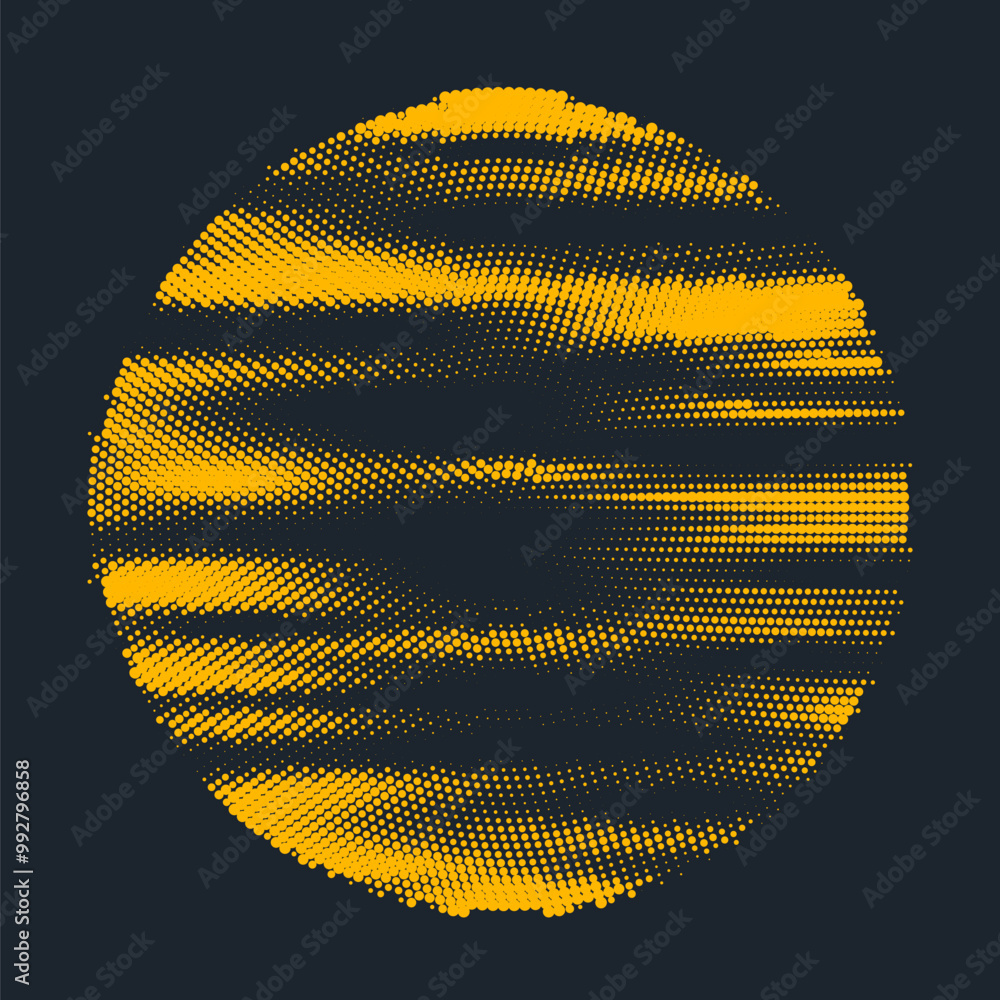 Poster halftone background. abstract illustration of round particles. the dots form shapeless images. vecto
