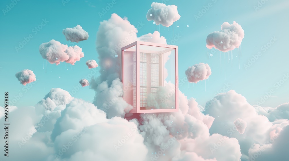 Poster transform your photography with surreal compositions of data storage buildings floating amidst ether