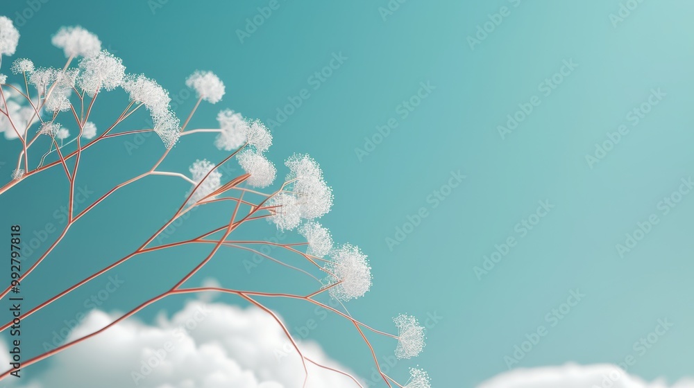 Poster create a surreal vision of networking and connectivity with cloud computing cables intertwined like 