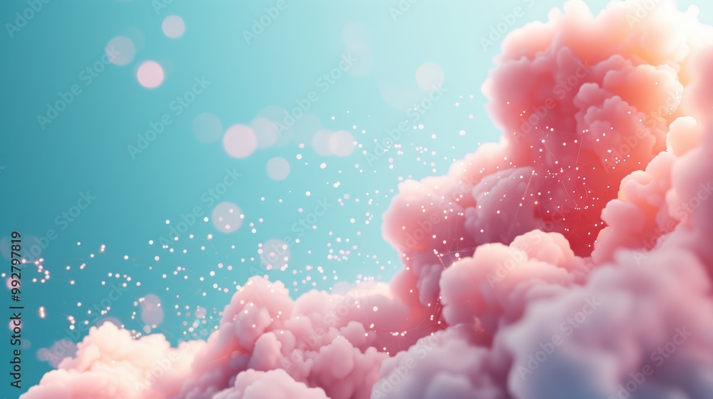 Poster explore the whimsical world of cloud networking with surreal imagery of data connections flowing thr