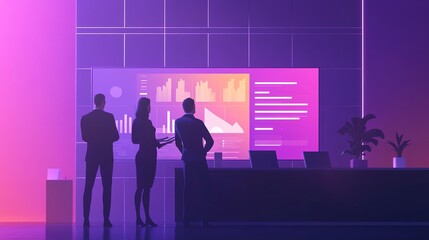 Business people observing data analysis, abstract.