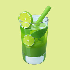 green cocktail with lime and mint