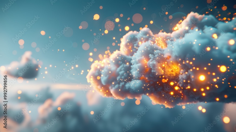 Poster transform your photography with surreal compositions of cloud networking visualized as glowing, inte