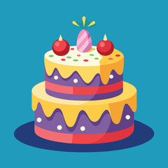 Birthday cake illustration on solid background