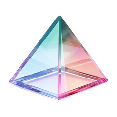 Multicolored Glass Pyramid With Transparent Facets On White Background