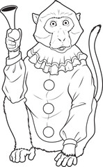 Monkey Clown Horn Animal Vector Graphic Art Illustration