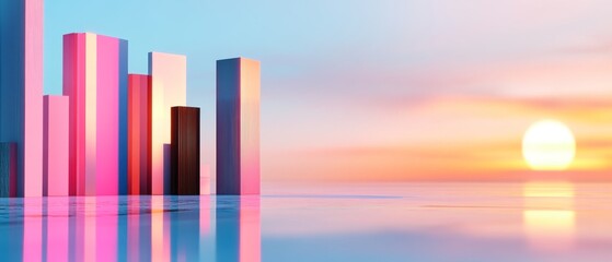 Fototapeta premium Colorful Skyscrapers at Sunset