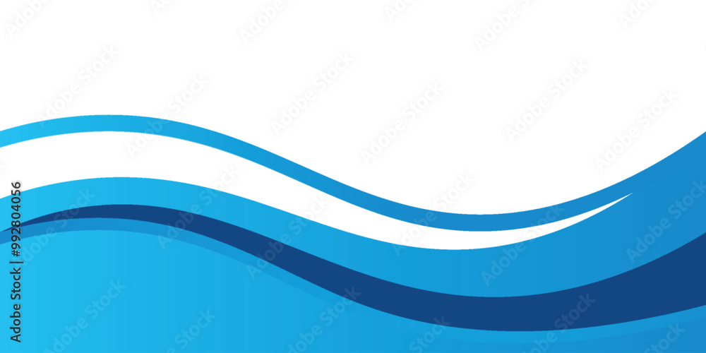 Poster Blue and white business wave banner background.vector abstract