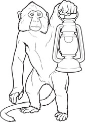 Monkey Lantern Animal Vector Graphic Art Illustration