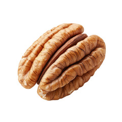 Close-Up of a Single Pecan Nut Isolated on Transparent Background, Perfect for Culinary and Health-Related Projects