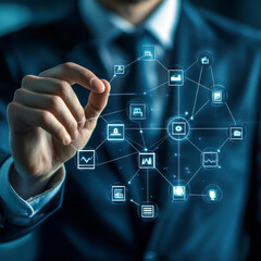 Obraz premium Global network connection. Data exchange - linking, cloud computing, internet communication and social media