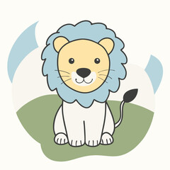 Cute Lion Vector Cartoon