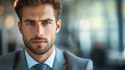 Obraz premium Confident young businessman looking at the camera in an office