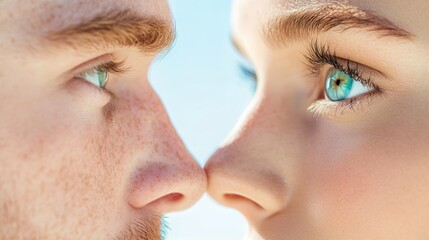 Obraz premium Two people making eye contact, sharing a meaningful connection.