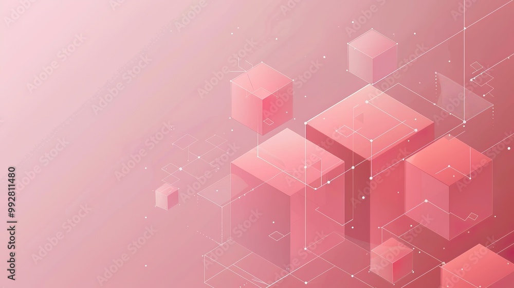 Wall mural pink_gradient_minimalist_technology_cube_dreamy