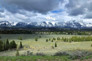 landscape with mountains and clouds