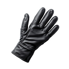 Black Leather Glove Isolated on Transparent Background - High-Quality Close-Up Image of a Single Elegant Glove
