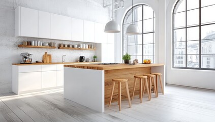Fototapeta premium Stylish Modern Kitchen with Wooden Accents