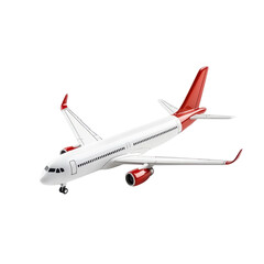 Obraz premium Modern Commercial Airplane with Red and White Design Isolated on Transparent Background