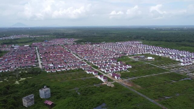 Aerial view of subsidized housing development in South Kalimantan