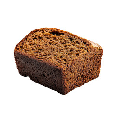Freshly Baked Slice of Dark Rye Bread Isolated on Transparent Background Showing Texture and Crust