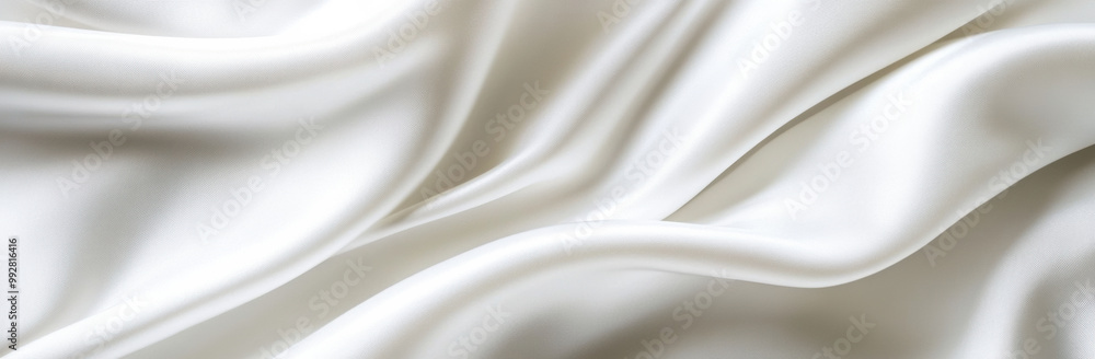 Poster white silk fabric flowing creating abstract shapes background