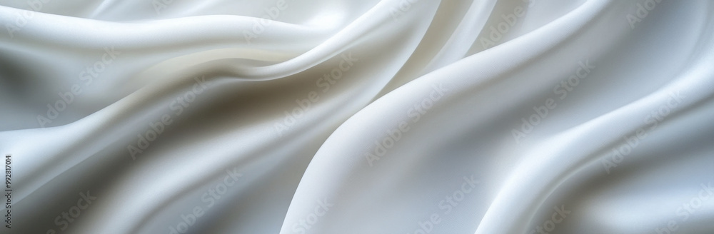 Poster White silk fabric flowing creating abstract background