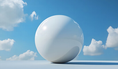 Minimalistic White Sphere on Blue Sky Background