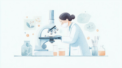 Medical examination and study by a laboratory technician. Medical background with copy cpase. For banner, design, medical clinic, checkup, World Lung Cancer Day