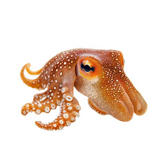 Vibrant Close-Up of a Colorful Cuttlefish with Detailed Patterns and Textures on a Transparent Background
